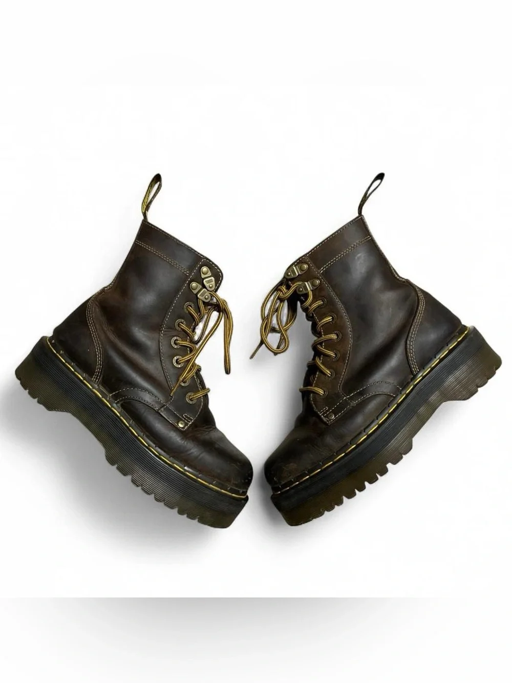 Dr. Martens Dark Brown Crazy Horse Jadon Leather Platform Lace-Up Boots